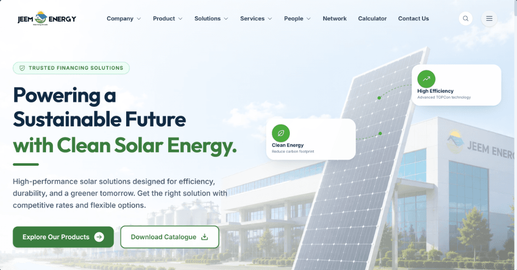 Jeem Energy renewable energy corporate website homepage