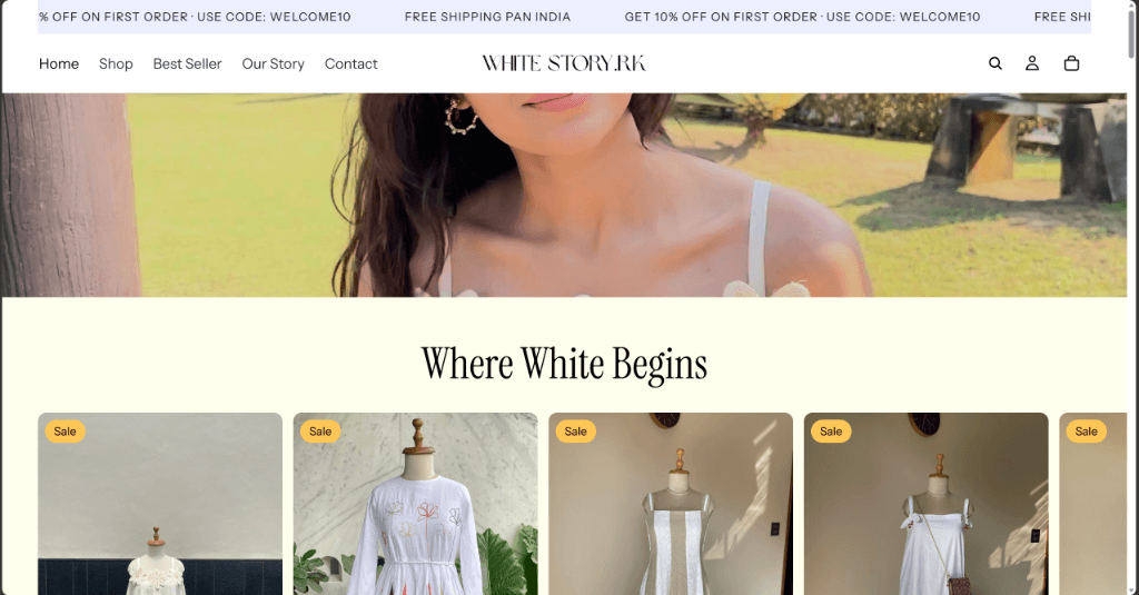 WHITE STORY.RK fashion e-commerce website homepage